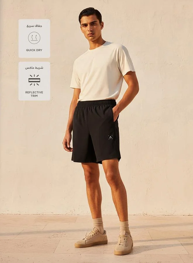 Splash Active Black Perforated Panel Performance Shorts for Men | Best Price UAE