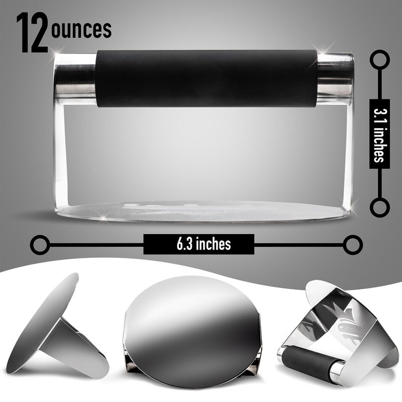 SMASHER KINGâ„¢ - Mirror Polished Stainless Steel Smash Burger Press - Hamburger Smasher Tool for Griddle Cooking - Heat Resistant Handle Grill Press and Meat Weight - Burger Patty Maker for Perfection - Image 4