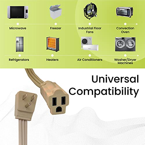 Power By GoGreen Go Green Power Inc. 20ft Appliance Cord, Beige - 14/3 SPT-3, Heavy Duty, Grounded Plug, Kink-Free, Ideal for Large Indoor Appliances - Image 3