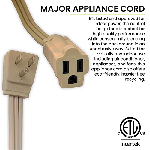 Power By GoGreen Go Green Power Inc. 20ft Appliance Cord, Beige - 14/3 SPT-3, Heavy Duty, Grounded Plug, Kink-Free, Ideal for Large Indoor Appliances - Image 4