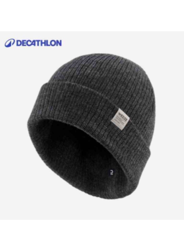 Decathlon Warm and Stylish Dark Gray Knitted Beanie Hat for Cold Weather Protection  56-59cm