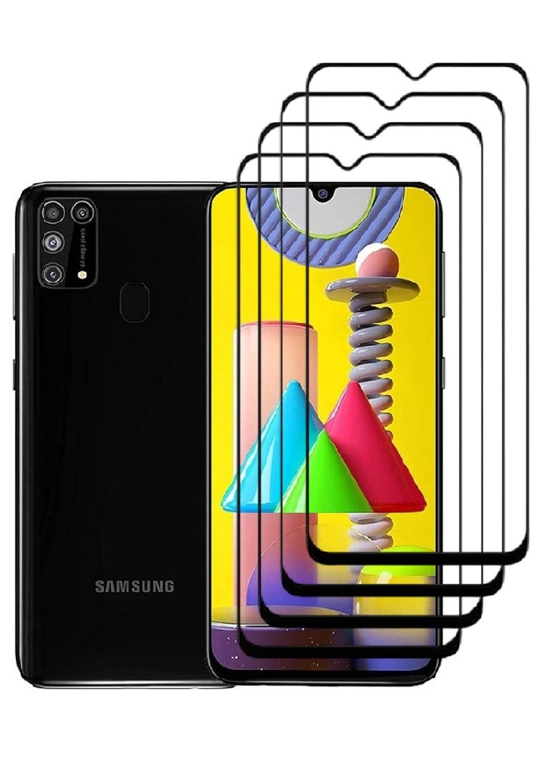 AINA 4 Pieces Tempered Glass Screen Protector 5D Designed For Samsung Galaxy M31 Full Glue Edge to Edge Full Screen Coverage And Bubble Free - Image 1