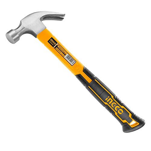 INGCO Claw Hammer, Professional Claw Hammer, 8oz/220g | 45# Carbon Steel, Heat Treatment Drop-Forged Hammerhead for Pulling nails, Prying Boards, Demolition work, Splitting Wood - Image 1