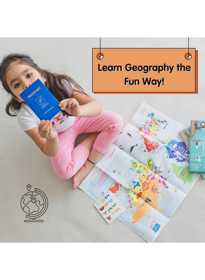 COCOMOCO KIDS Pretend Play Passport With World Map And Stickers Educational Learning Toy For Boys Girls - Unique Birthday Return Gift For Kids Combo Pack Of 10,Multicolor  - Image 2