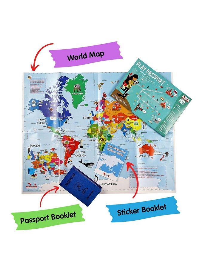 COCOMOCO KIDS Pretend Play Passport With World Map And Stickers Educational Learning Toy For Boys Girls - Unique Birthday Return Gift For Kids Combo Pack Of 10,Multicolor  - Image 4