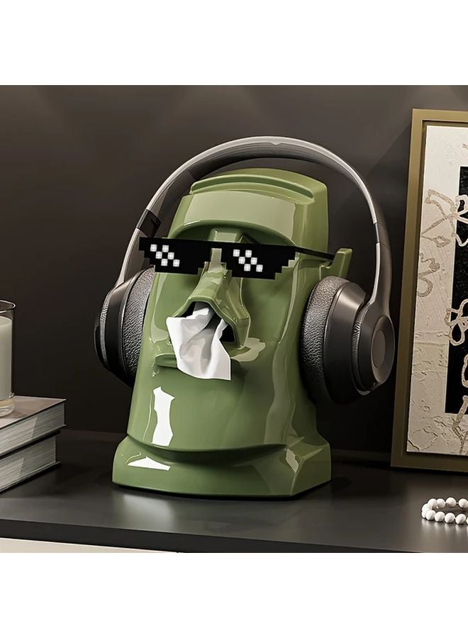Modern Cream White Multifunctional Desk Organizer With Headphone And Tissue Holder - Image 4