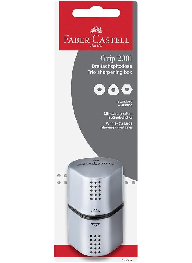 FABER-CASTELL - Grip Trio Pencil Sharpener Grey - Image 1