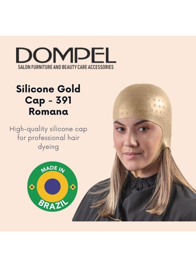 DOMPEL Silicone Highlight Hair Cap Color Gold | Type Romana | hair highlighting cap | Salon-Quality Hair Highlights | Suitable for all hair types | Model 391-SA - Image 2