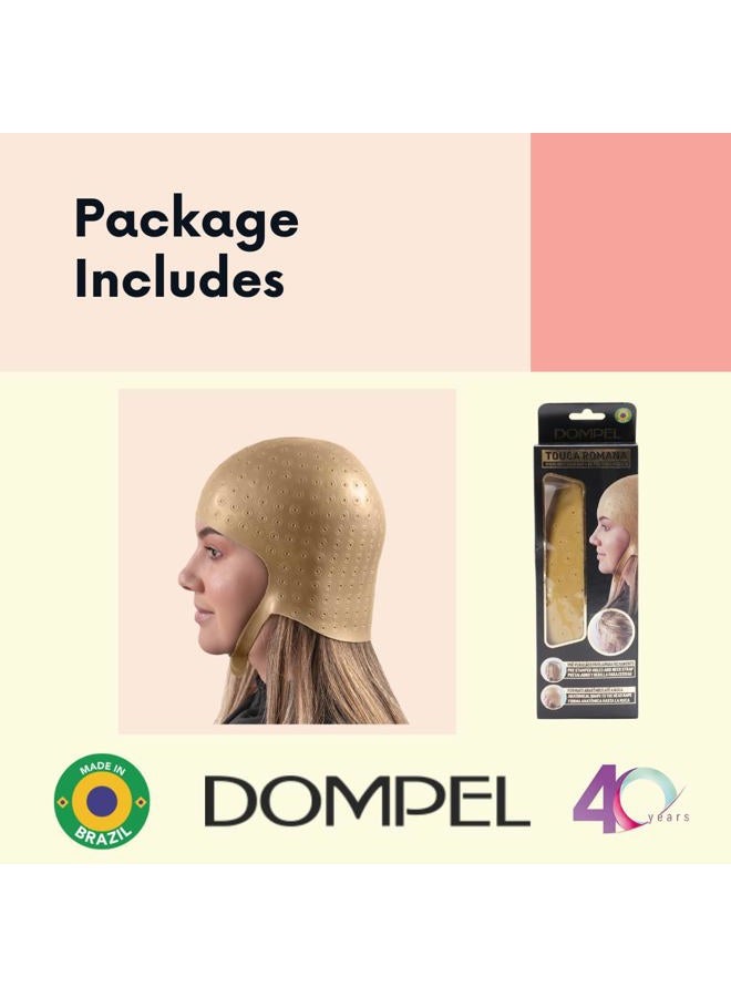DOMPEL Silicone Highlight Hair Cap Color Gold | Type Romana | hair highlighting cap | Salon-Quality Hair Highlights | Suitable for all hair types | Model 391-SA - Image 3
