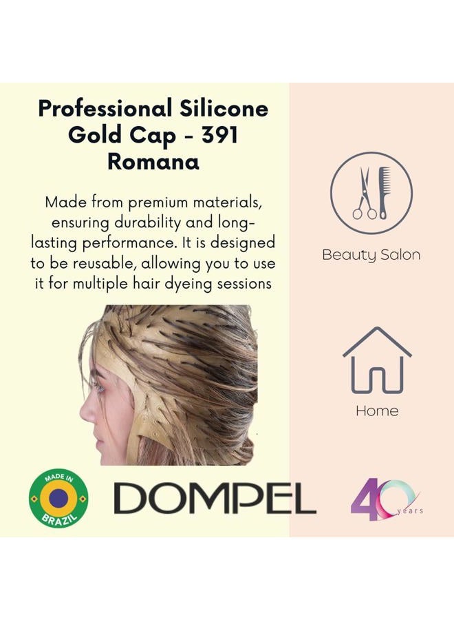 DOMPEL Silicone Highlight Hair Cap Color Gold | Type Romana | hair highlighting cap | Salon-Quality Hair Highlights | Suitable for all hair types | Model 391-SA - Image 5