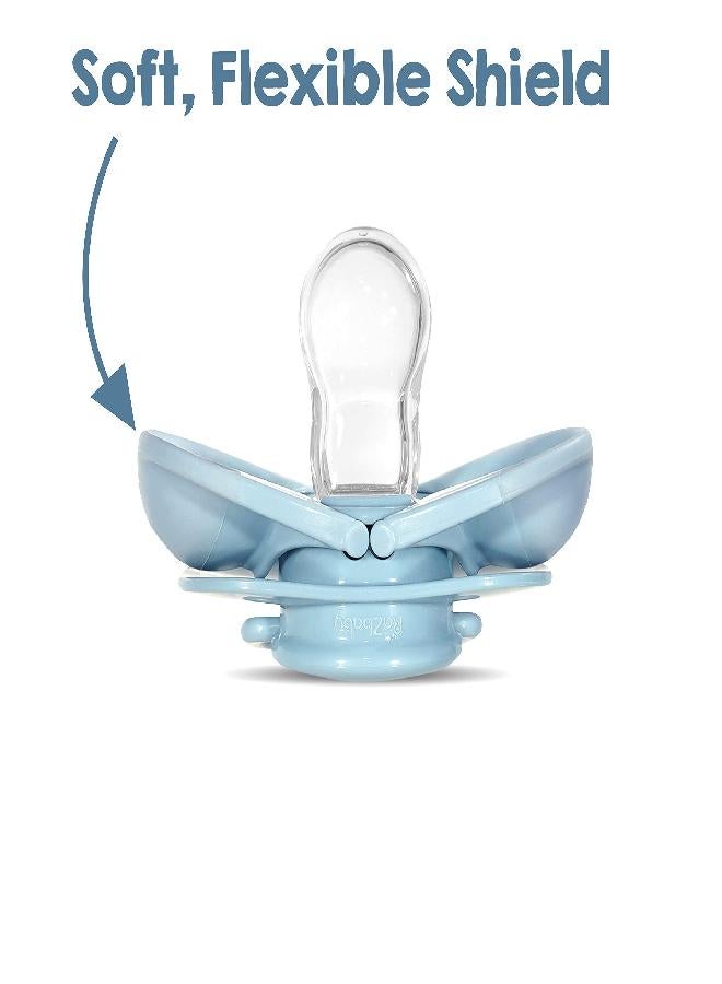 RaZbaby Keep-it-Kleen Baby Pacifier 2 Pack, 0-36M (Infant-3 yrs), Closes Automatically When Dropped, Silicone Orthodontic Nipple Stays Clean, Built-in Shield/Case, Easy to Clean - Bear/Penguin