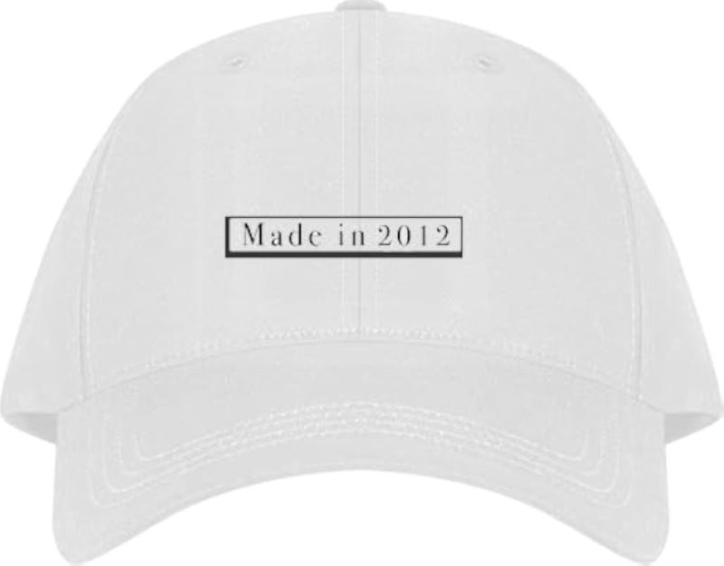MADE IN 2012 Plain unisex baseball cap White