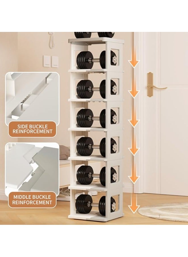 ARNOTEC Shoe Rack for Closet Floor, 7 Tier Foldable Shoe Storage Organizer Cabinet, Vertical Narrow Shoe Shelf for Small Space, Stackable Shoe Holder for Entryway, Closet, Dorm (White & Brown)  - Image 5