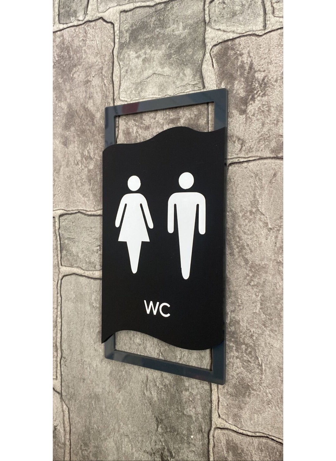 Yönline - Directional Anthracite Framed Matte WC Direction Sign - Image 1