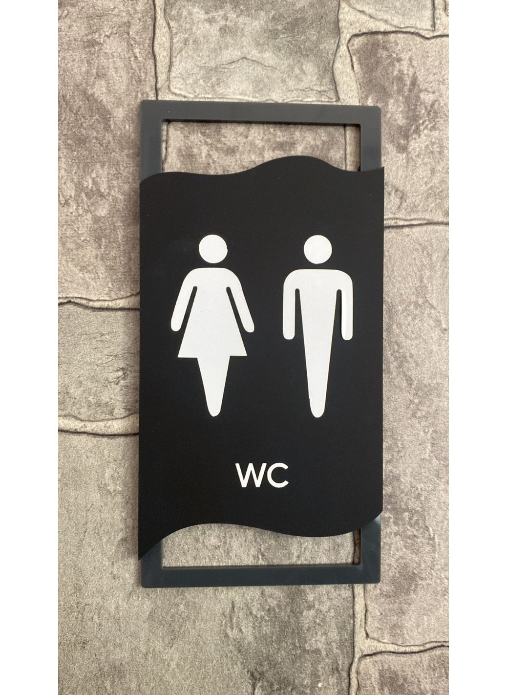 Yönline - Directional Anthracite Framed Matte WC Direction Sign - Image 1