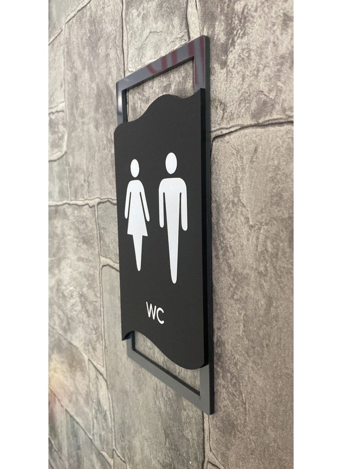 Yönline - Directional Anthracite Framed Matte WC Direction Sign - Image 1