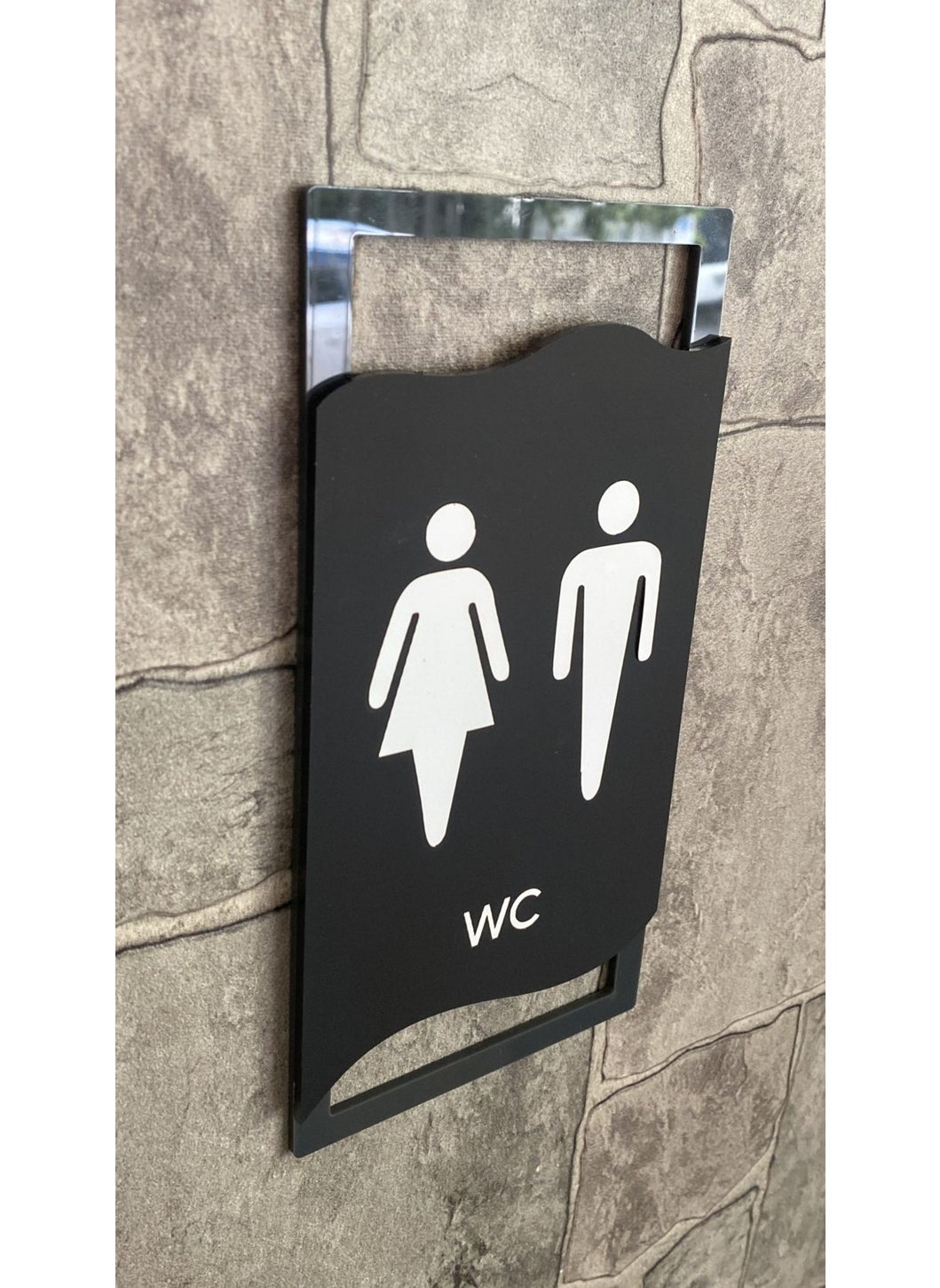 Yönline - Directional Anthracite Framed Matte WC Direction Sign - Image 1