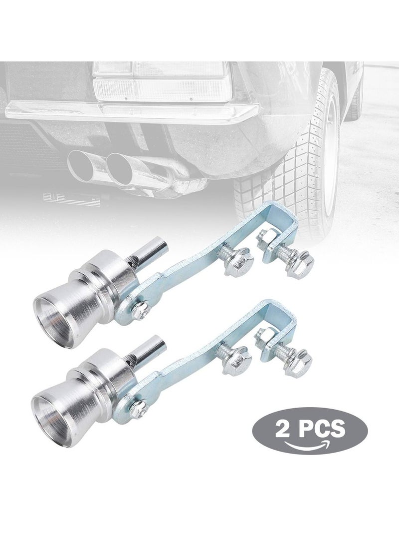 2 Piece Turbo Sound Whistle Effect For Exhaust Pipe Car Turbo Sound Universal Colour Silver Aluminum Car Muffler Pipe Roar Maker For All Vehicles Models - Image 1