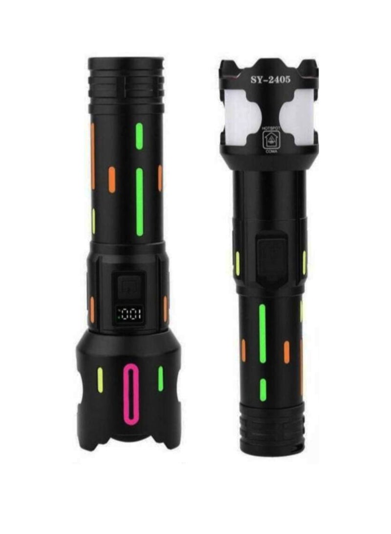 V5 LED Ultra-Bright Tactical Flashlight with USB-C Power Bank, Glow-in-the-Dark Body, and IPX6 Waterproof Durability - Image 3