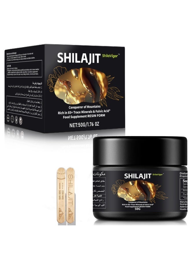 ShilaVigor 50g Pure Himalayan Shilajit Resin  I Lab Tested No Added Sugar I Fulvic Acid u0026 85+ Trace Minerals for Men Non-GMO I 100% Natural u0026 Organic | SASO Certified - Image 1