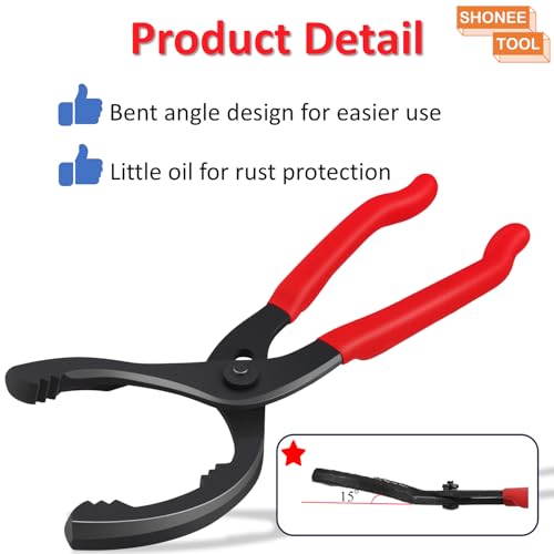 Shonee Oil Filter Wrench (L:12", Jaw Capacity: 60mm to 102mm), Automotive Oil Filter Removal Tool for Oil Change, Adjustable Fuel Filter Wrench Plier (1 Set) - Image 5