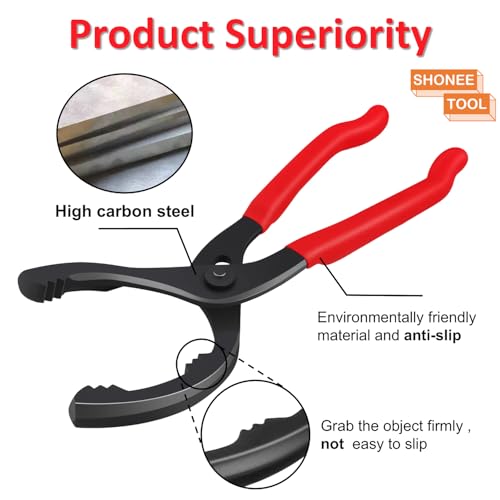 Shonee Oil Filter Wrench (L:12", Jaw Capacity: 60mm to 102mm), Automotive Oil Filter Removal Tool for Oil Change, Adjustable Fuel Filter Wrench Plier (1 Set) - Image 2