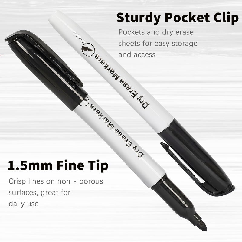 V-Opitos 30 Pack Fine Tip Dry Erase Markers - Bulk Whiteboard Erasable Black Markers, Ideal for School Classroom Office Supplies, Non-Toxic & Easy Clean for White board - Image 2