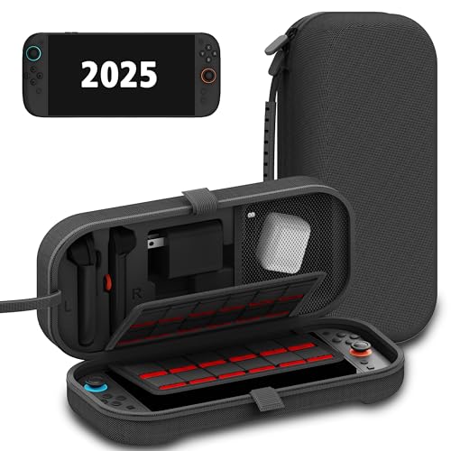 TIKOdirect Carrying Case for Nintendo Switch 2 (2025) & Switch OLED 2021 & Switch 2017, Travel Hard Shell Portable Bag Fit for Joycon & Adapter, Protective Case with 24 Game Card Slots, Black - Image 1
