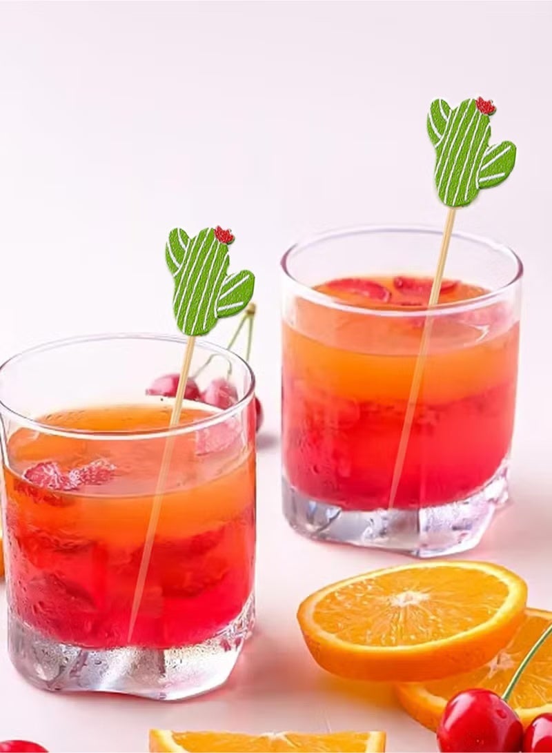 MANBO 100 assorted cactus-shaped bamboo skewers, disposable and eco-friendly fruit skewers, suitable for fruit platters, beverage decoration, weddings, banquets, and parties. - Image 3