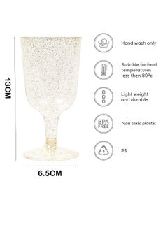 Excefore Plastic Wine Glasses, 20Pcs Gold Glitter Premium Champagne Glass for Wedding Anniversary Garden Barbecue Party - 190ml  - Image 5