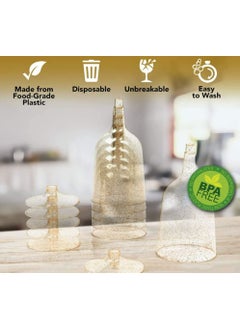 Excefore Plastic Wine Glasses, 20Pcs Gold Glitter Premium Champagne Glass for Wedding Anniversary Garden Barbecue Party - 190ml  - Image 4