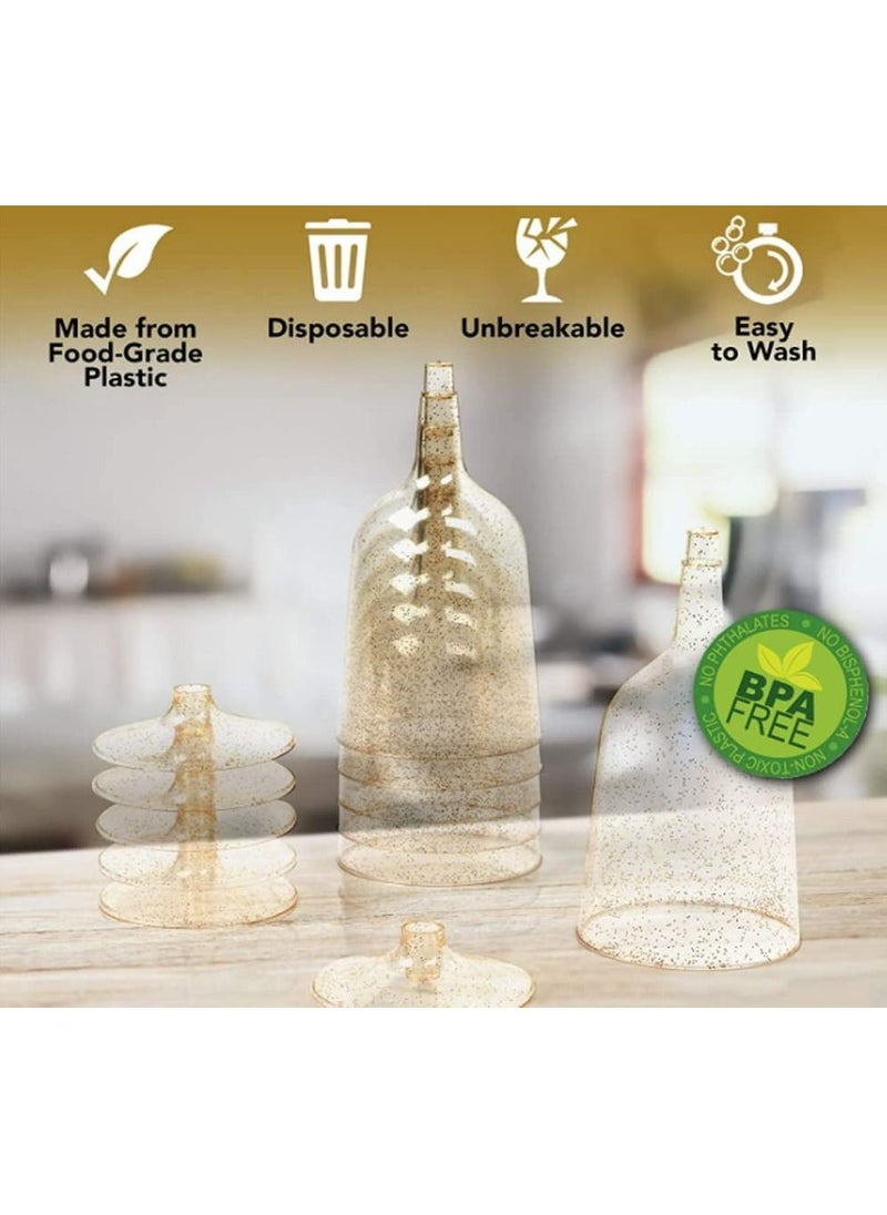 Excefore Plastic Wine Glasses, 20Pcs Gold Glitter Premium Champagne Glass for Wedding Anniversary Garden Barbecue Party - 190ml  - Image 4