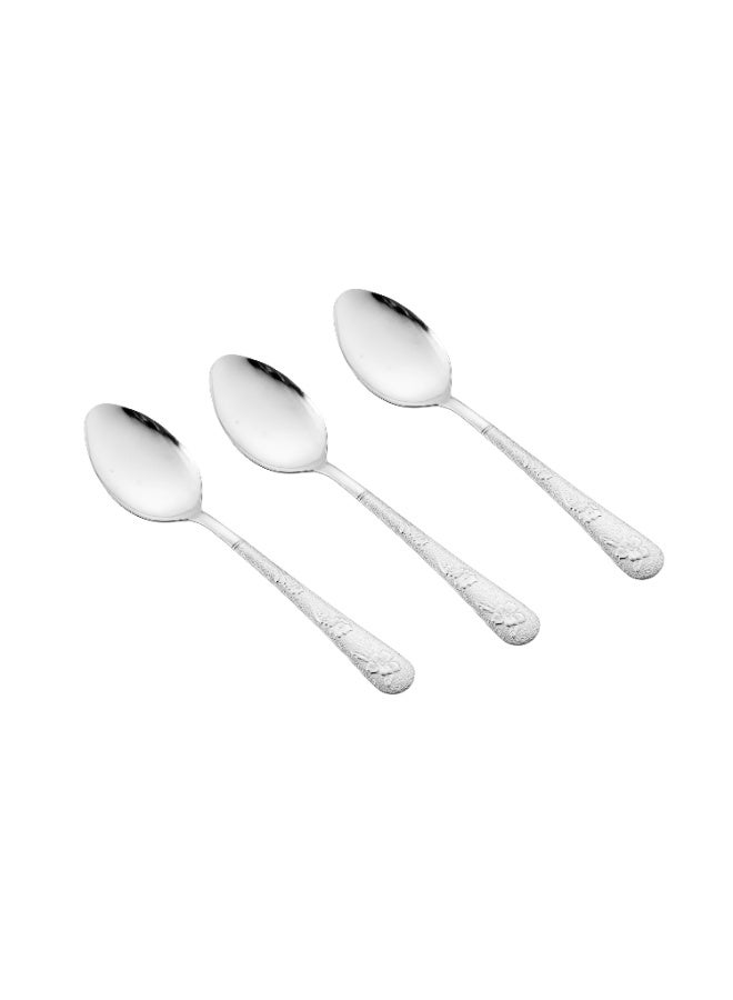 هيك طقم ملاعق أكل من الستانلس ستيل المقاوم للصدأ مكون من 12 قطعة فضي - Image 2