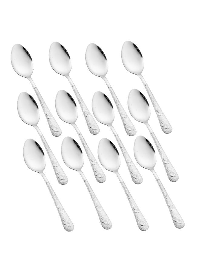 هيك طقم ملاعق أكل من الستانلس ستيل المقاوم للصدأ مكون من 12 قطعة فضي - Image 1