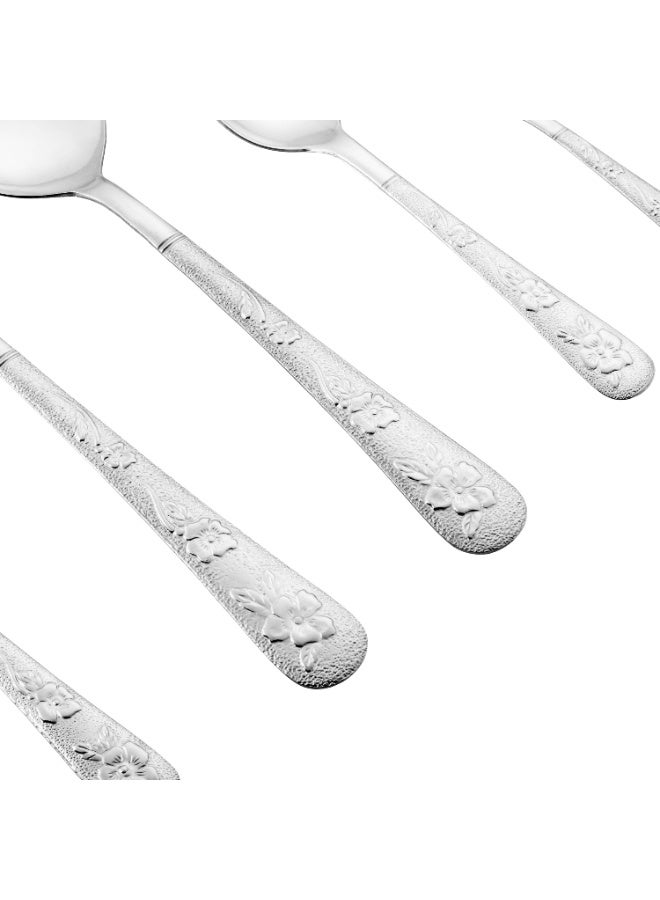 هيك طقم ملاعق أكل من الستانلس ستيل المقاوم للصدأ مكون من 12 قطعة فضي - Image 3