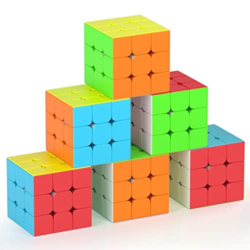 VDEALEN مجموعة مكعبات السرعة 3x3x3 بحجم كامل 22 بوصة هدايا حفلات الألغاز لعبة بدون ملصقات مجموعة مكعبات سحرية جائزة للفصول الدراسية للطلاب هدايا لحفلات عيد الميلاد هدايا للأطفال والمراهقين والبالغين 6 قطع - Image 1