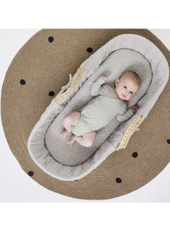 The Little Green Sheep Printed Linen Moses Sheet 280 G Dove With White Rice Print  - Image 3