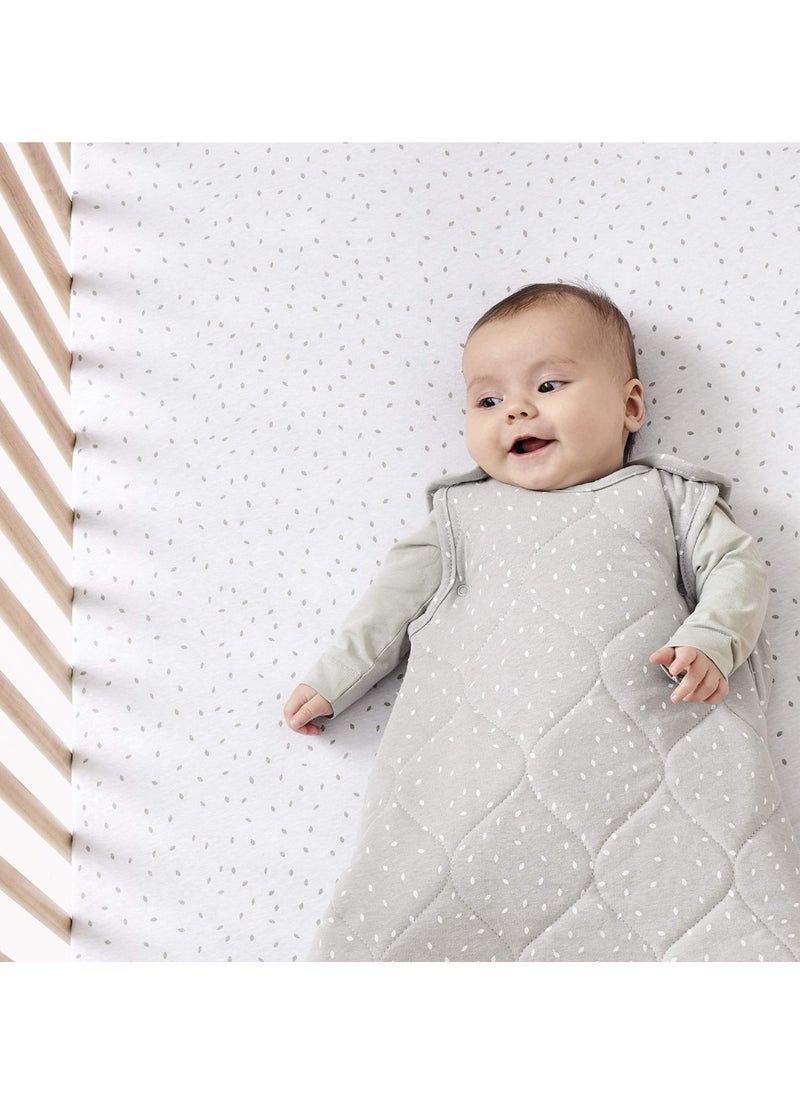 The Little Green Sheep - Printed Linen Moses Sheet 280 G Dove With White Rice Print - Image 1