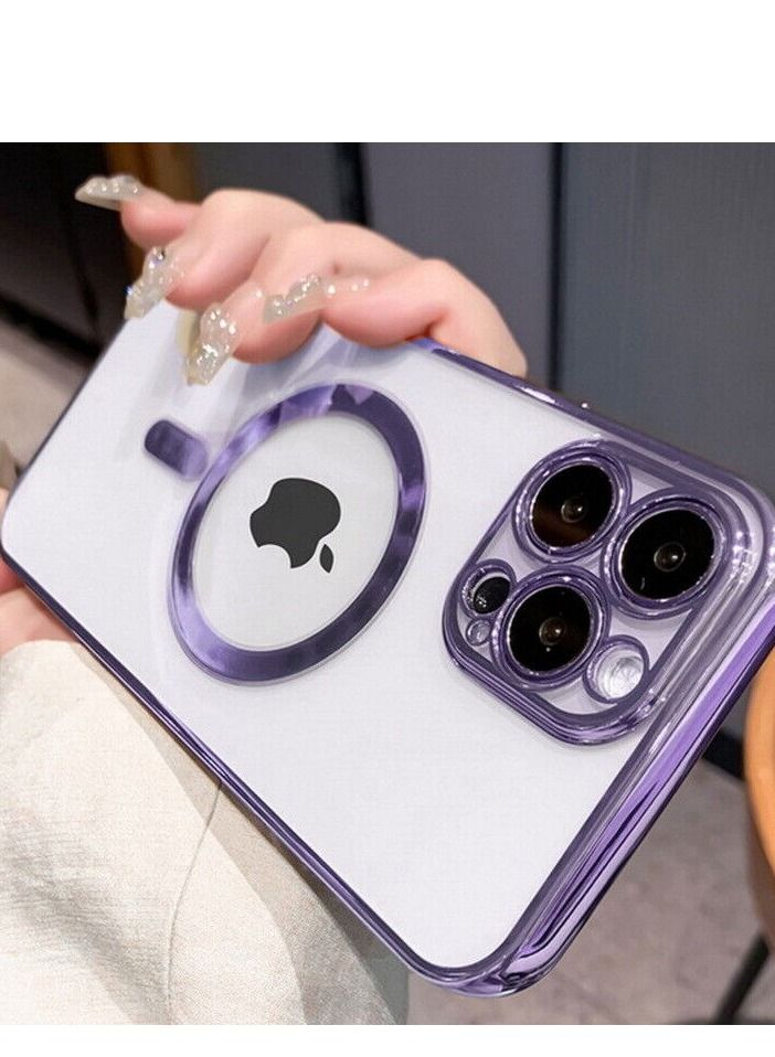 For iPhone 14 Pro Max Clear Case Slim Plating MagSafe Magnetic Cover - Image 1