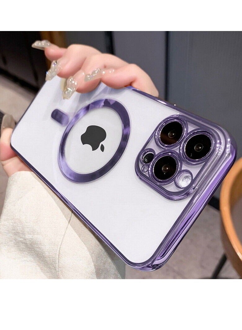 For iPhone 14 Pro Max Clear Case Slim Plating MagSafe Magnetic Cover - Image 5