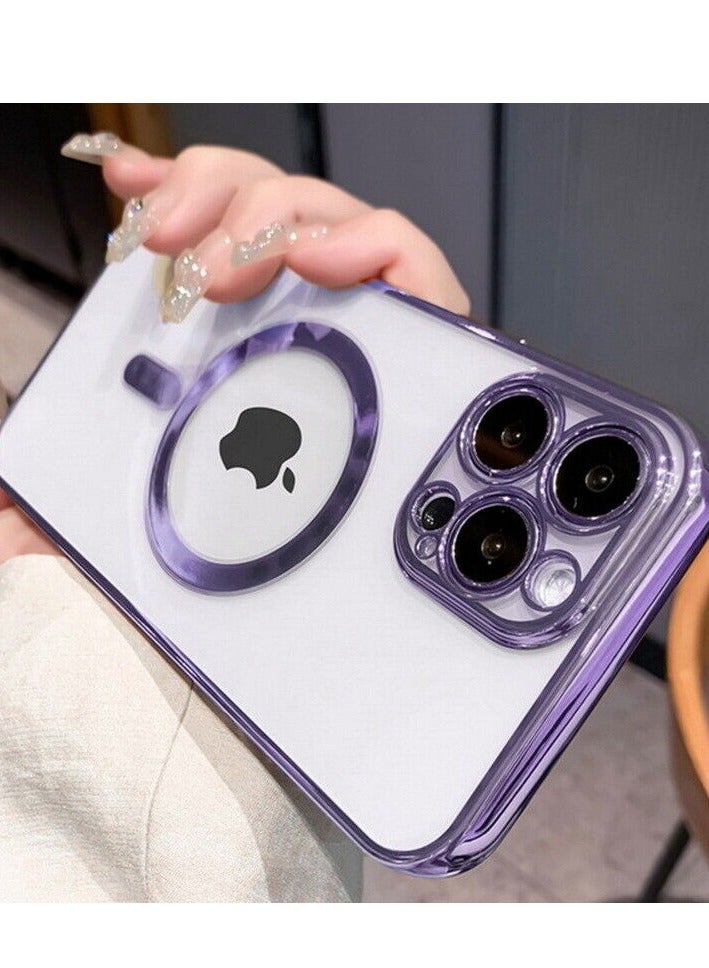 For iPhone 14 Pro Max Clear Case Slim Plating MagSafe Magnetic Cover - Image 4