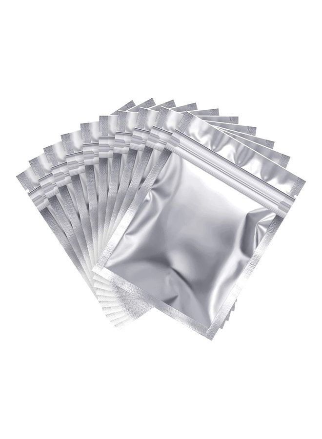NIBEMINENT 100-Piece Resealable Smell-Proof Foil Pouch Silver 10x15cm - Image 1