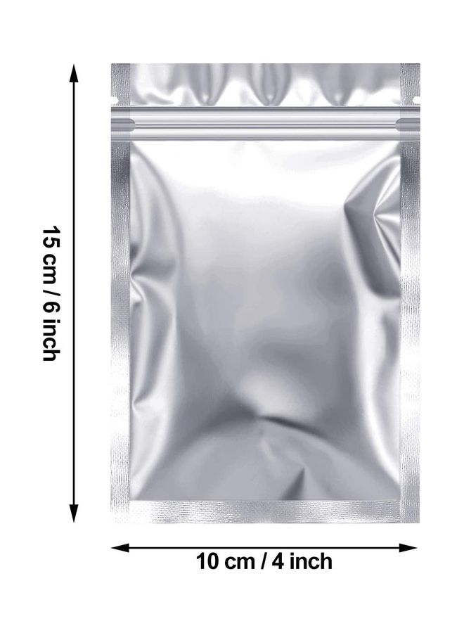 NIBEMINENT 100-Piece Resealable Smell-Proof Foil Pouch Silver 10x15cm - Image 2