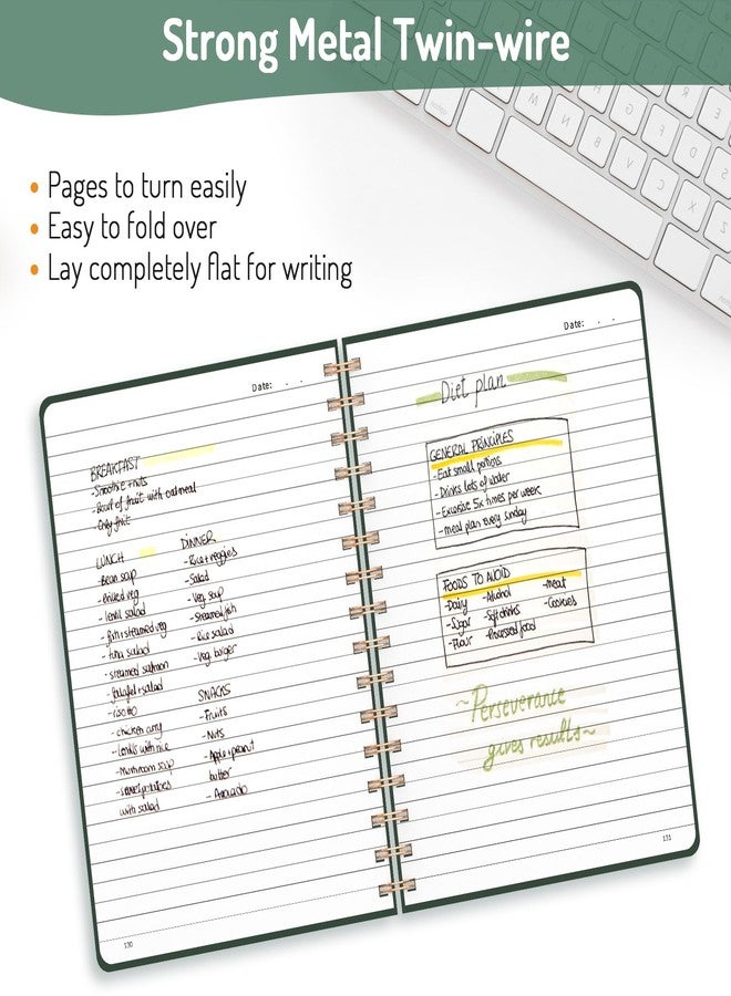 Forvencer Lined Spiral Journal Notebook with 300 Numbered Pages, A5 Thick Journals for Writing with 100GSM Paper, Hardcover Notebooks with Contents for Work, School, Women, Men, Dark Green - Image 3