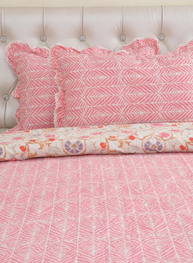 MORADO Luxury Ultrasonic Glace Cotton Solid Bubble lace Lightweight All Season Bedspreads/Bed Cover with 2 King Size Pillow Covers - (90x100 Inches, Bright Pink) - Image 2