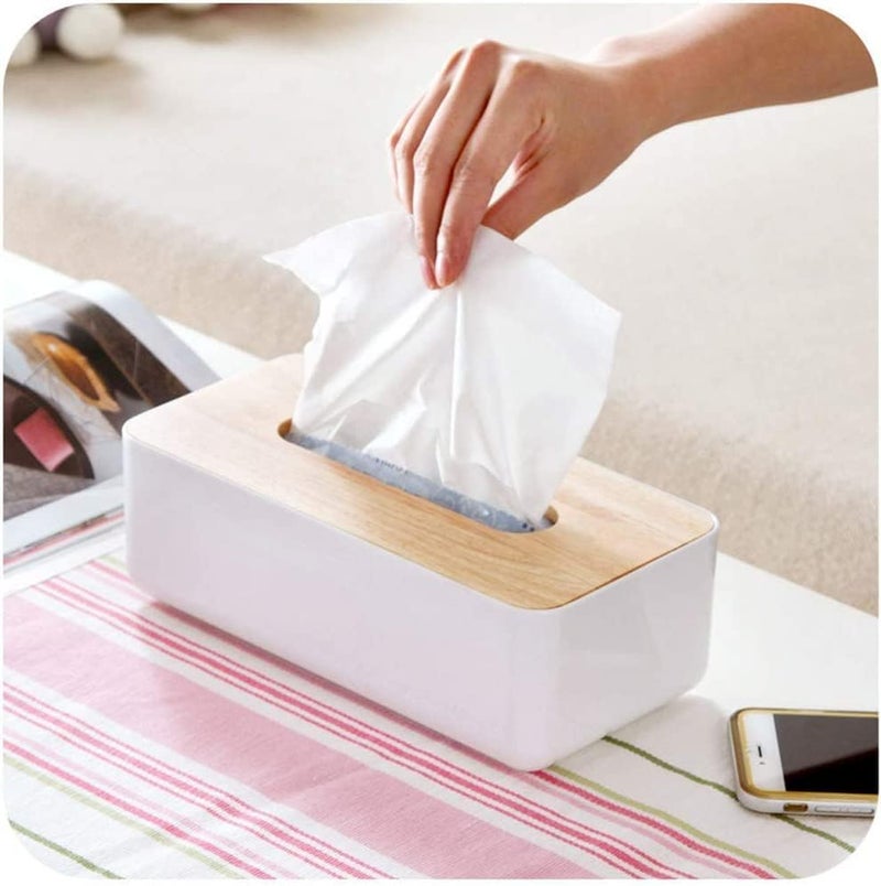 Snuloza Elegant Wooden Tissue Box Holder - Versatile Home & Car Tissue Paper Holder, Stylish and Functional (22.5 x 11.5 x 8 cm) [Pack of 1] - Image 1