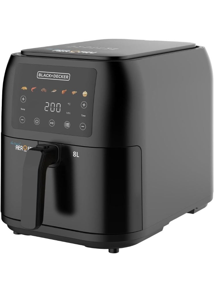 Digital Air Fryer, 1700W, 8L Family-Sized Capacity, 7 Preset Functions, Rapid Air Convection for Healthy Frying, Adjustable Temperature 80-200°C, Easy Clean, Black