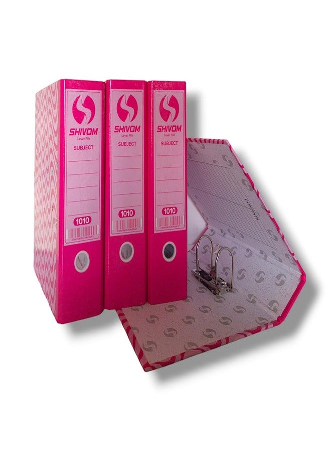 SHIVOM Cardboard Lamination Office Lever Arch Box Files 1010 Pink Best for A4, Legal, Letter Size, Office Document, Certificates, Assignment, Office, School and College (4) - Image 2