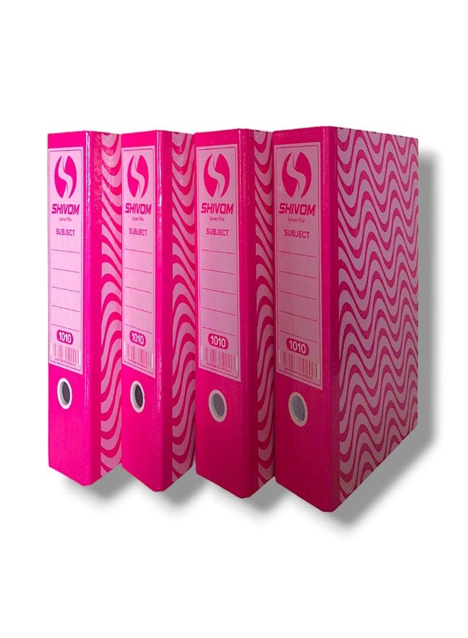 SHIVOM Cardboard Lamination Office Lever Arch Box Files 1010 Pink Best for A4, Legal, Letter Size, Office Document, Certificates, Assignment, Office, School and College (4) - Image 1