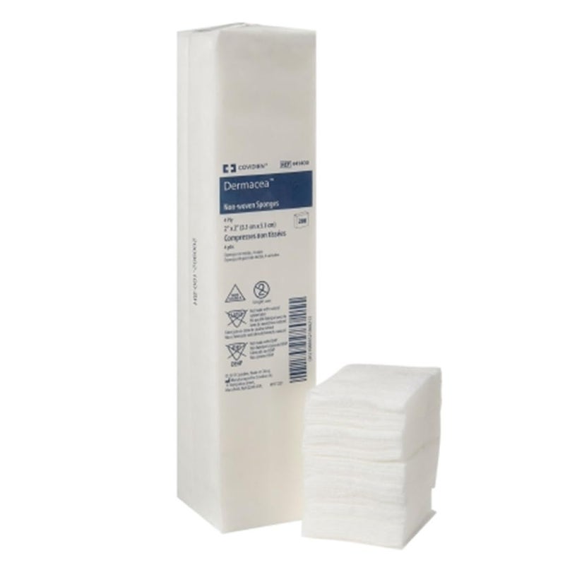 Covidien 441400 Dermacea Non-Woven Sponges, Non-Sterile, 4-Ply, 2" x 2" Size (Pack of 800)